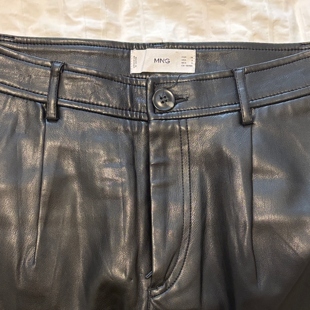 Mango Black Leather Trousers